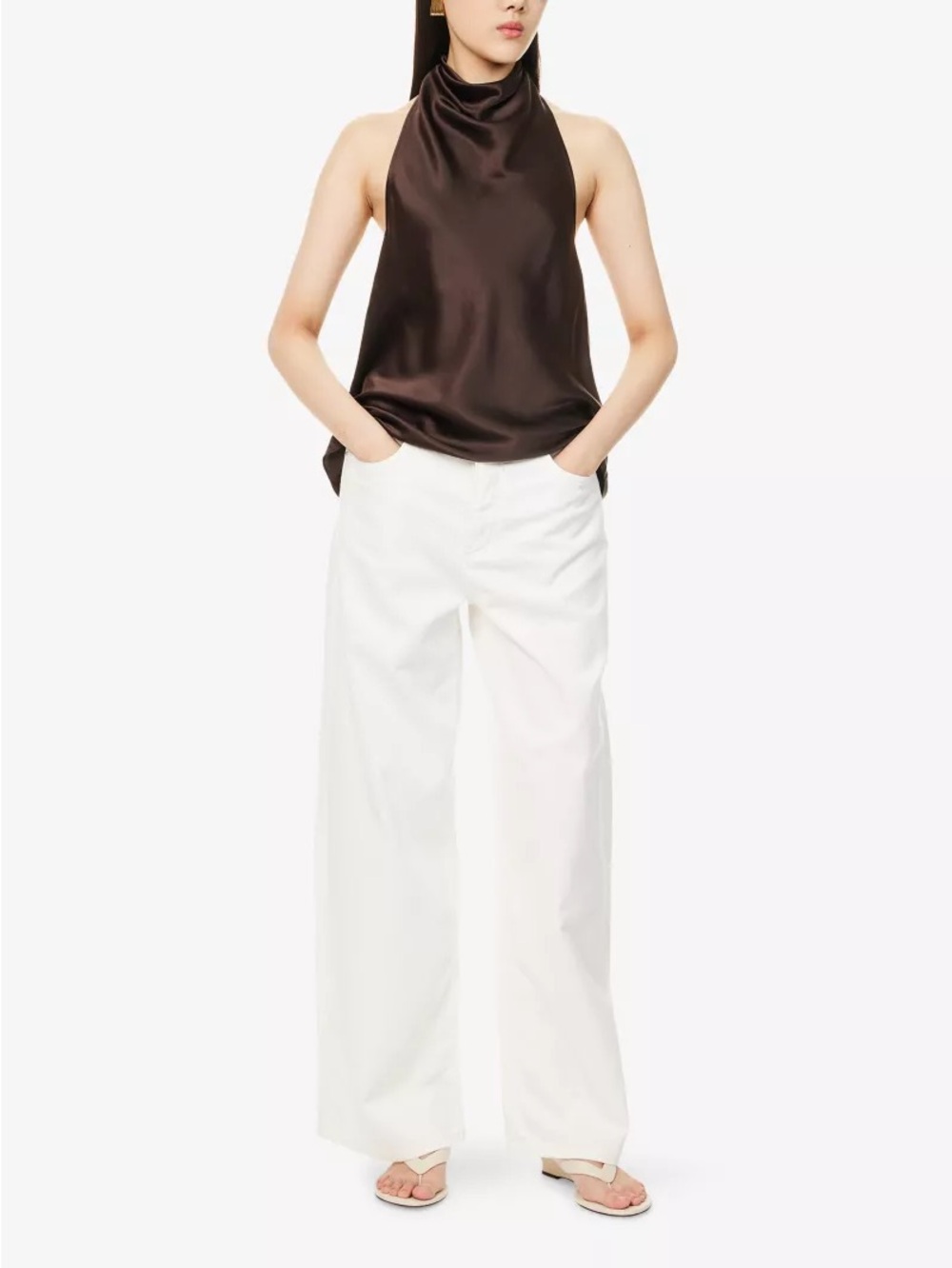 ME+EM Relaxed Baggy Wide Leg Jeans White Cotton Button Fly Size 28